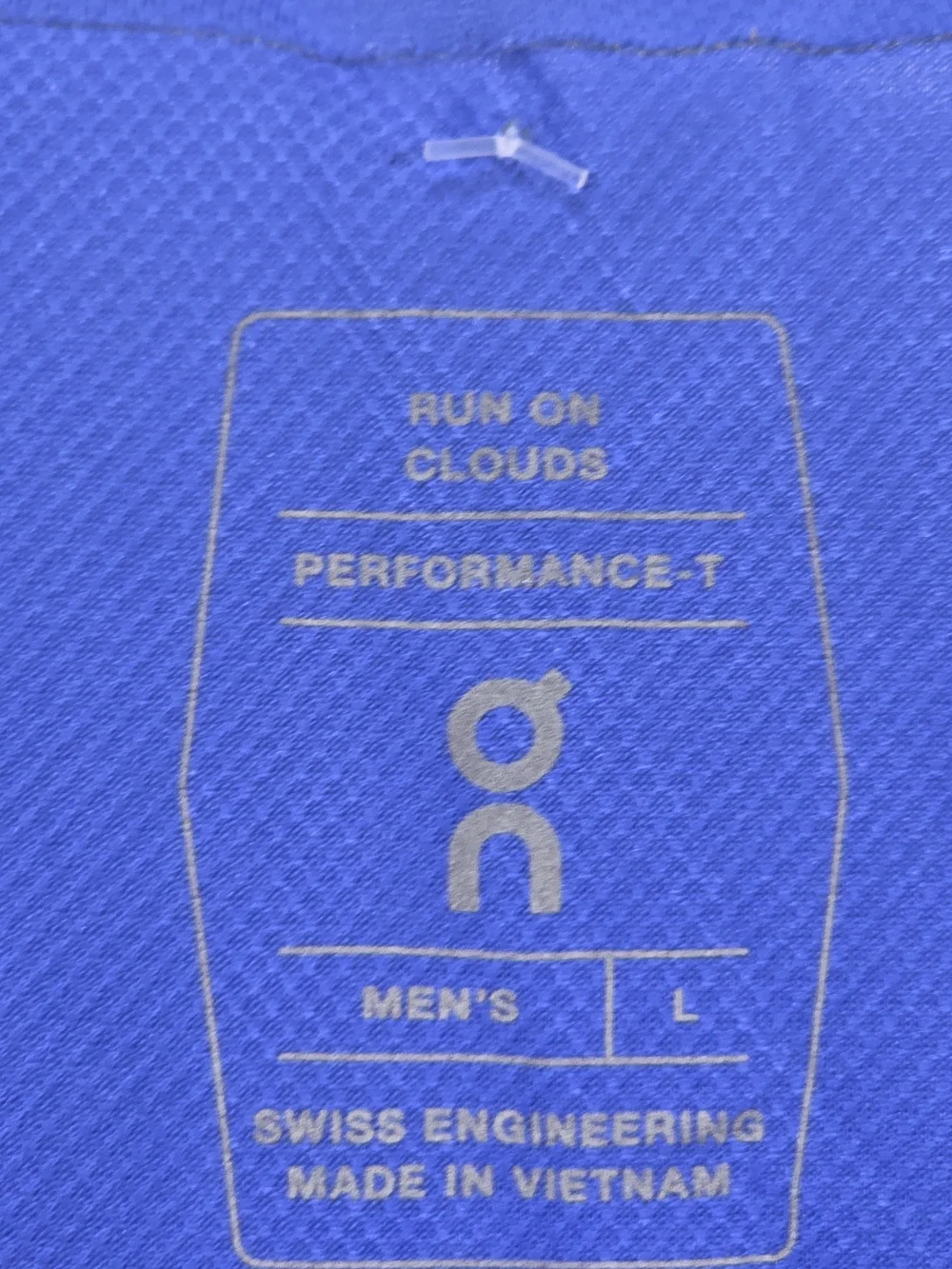 On Running ON Cloud Men Blue Short Sleeve V-Neck Running w Charcoal Side Panels